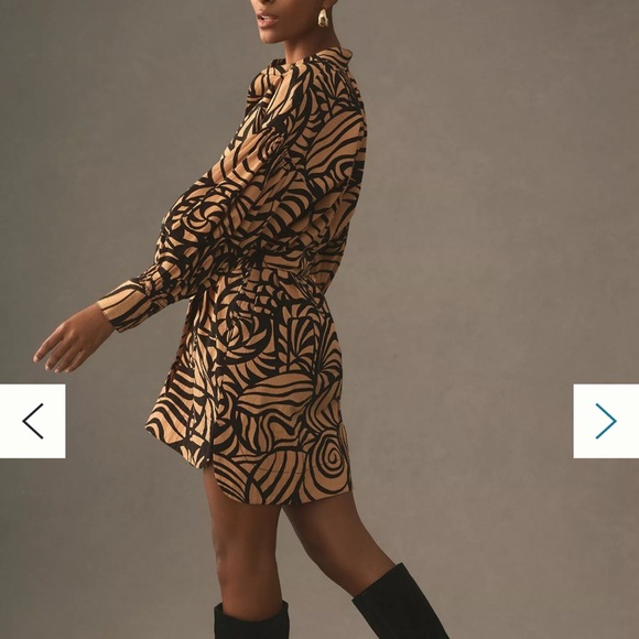 Anthropologie Black and Tan Long Sleeve Dress - Picture 3 of 5